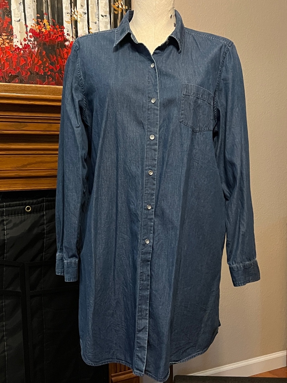 J. Jill Indigo Chambray Button-Up Tunic